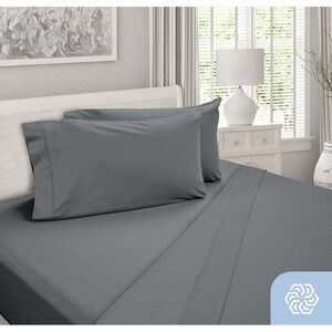 New $169.97 DreamFit 100% Egyptian Cotton Sheet Set in Gray, Twin